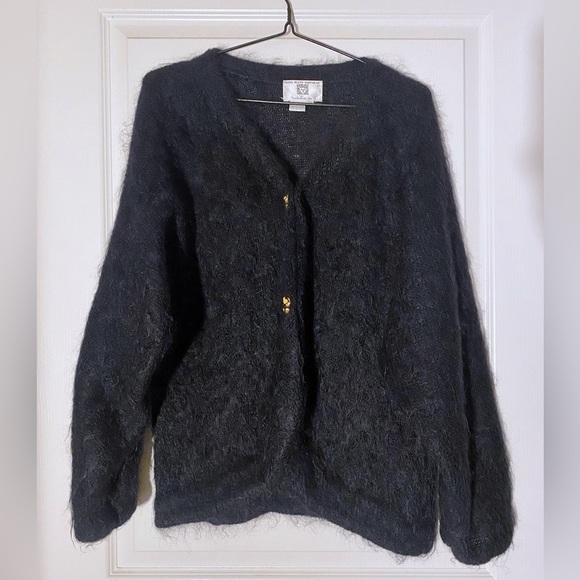 ANNE KLEIN Vintage 80’s mohair blend black cardigan - Picture 1 of 3